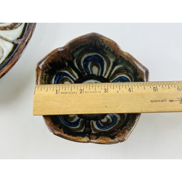 Set 2 Tonala Pottery 10" Lotus Plate Platter & Bowl El Palomar Mexico Signed Flo - Picture 15 of 15